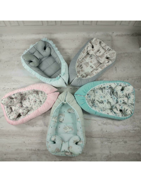 BN-5907501408708,MimiNu - Cosulet bebelus pentru dormit cu doua fete, Baby Cocoon 75x55 cm, Husa 100% bumbac si catifea moale, M