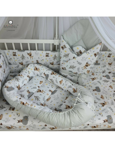 BN-5907501408708,MimiNu - Cosulet bebelus pentru dormit cu doua fete, Baby Cocoon 75x55 cm, Husa 100% bumbac si catifea moale, M