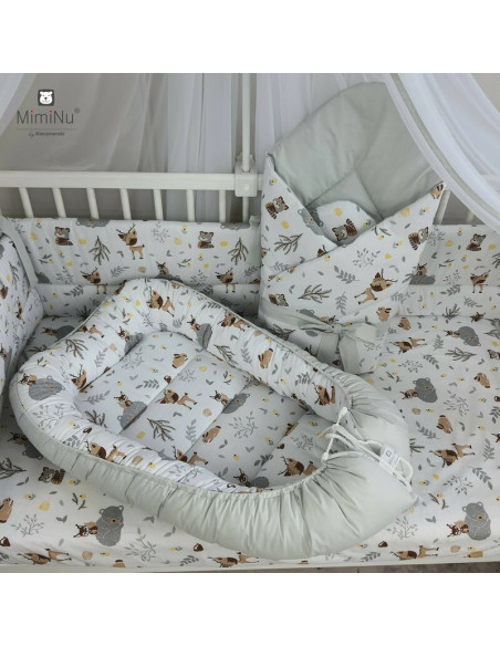 BN-5907501408708,MimiNu - Cosulet bebelus pentru dormit cu doua fete, Baby Cocoon 75x55 cm, Husa 100% bumbac si catifea moale, M