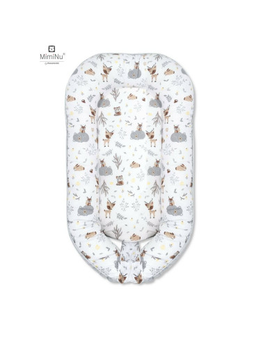 BN-6426972003902,MimiNu - Cosulet bebelus pentru dormit cu doua fete, Baby Nest 105x66 cm, Husa 100% bumbac si catifea moale, Cu