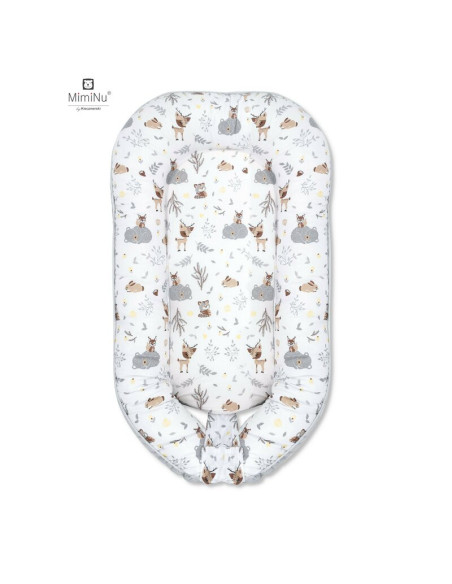 BN-6426972003902,MimiNu - Cosulet bebelus pentru dormit cu doua fete, Baby Nest 105x66 cm, Husa 100% bumbac si catifea moale, Cu