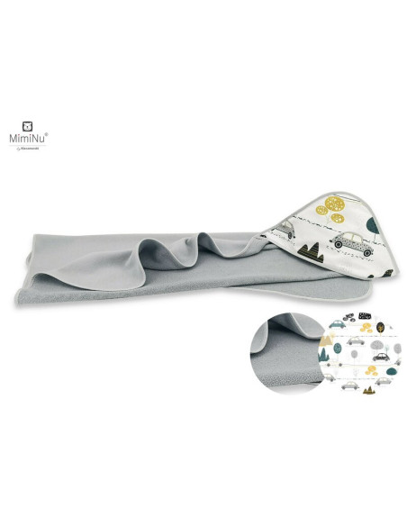 BN-5907803143864,MimiNu - Prosop mare cu gluga, Dimensiune 100x100 cm, Din bumbac si thermo fleece, Materiale certificate Oeko T