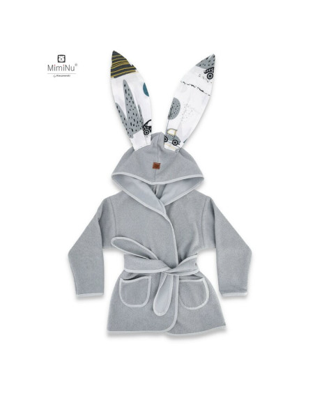 BN-6426972004183,MimiNu - Halat de baie cu urechi 6 - 36 luni, Moale, Cu buzunare, Cu cordon, Din bumbac thermo fleece, Material