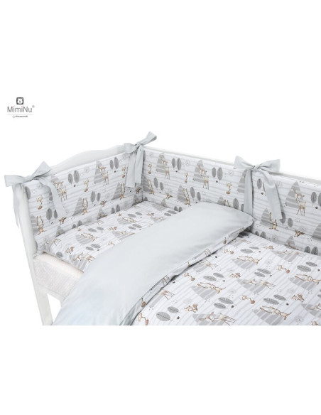 BN-5902021287048,MimiNu - Lenjerie patut 3 piese, Cu protectie laterala, Din bumbac certificat Oeko Tex Standard 100, Pentru pat