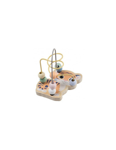 BN-80085_TI,Joueco - Jucarie pentru motricitate Tigru, Din lemn certificat FSC, 12x15 cm, 12 luni+, Multicolor
