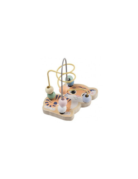 BN-80085_TI,Joueco - Jucarie pentru motricitate Tigru, Din lemn certificat FSC, 12x15 cm, 12 luni+, Multicolor