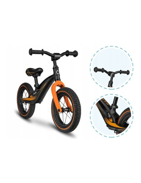 BN-LOE-BART_AIR_SP/BLACK,Lionelo - Bicicleta usoara Bart Air, Fara pedale, Cu roti gonflabile, Cu cadru din magneziu, Cu ghidon 