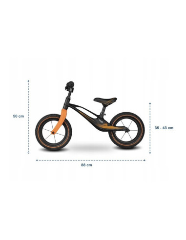 BN-LOE-BART_AIR_SP/BLACK,Lionelo - Bicicleta usoara Bart Air, Fara pedale, Cu roti gonflabile, Cu cadru din magneziu, Cu ghidon 