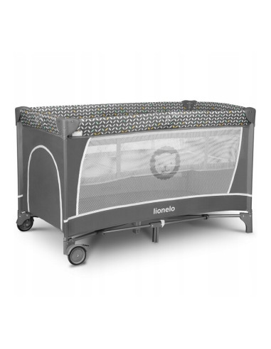 BN-LO-FLOWER_GREY_SCANDI,Lionelo - Patut pliant cu doua nivele Flower, Cu arcada, Geanta transport, Masuta de infasat, Bara cu j