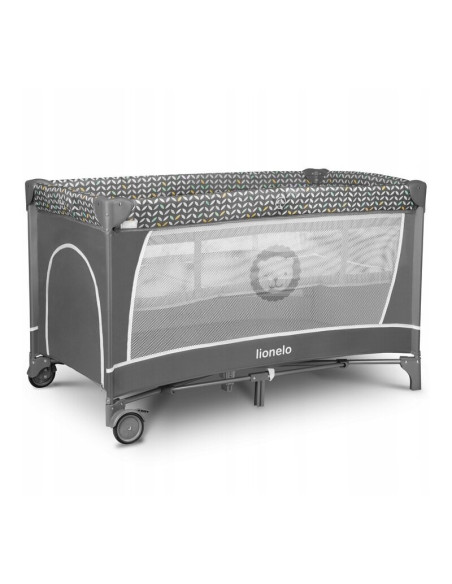 BN-LO-FLOWER_GREY_SCANDI,Lionelo - Patut pliant cu doua nivele Flower, Cu arcada, Geanta transport, Masuta de infasat, Bara cu j