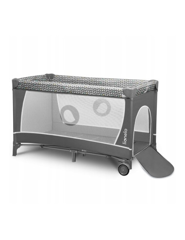 BN-LO-FLOWER_GREY_SCANDI,Lionelo - Patut pliant cu doua nivele Flower, Cu arcada, Geanta transport, Masuta de infasat, Bara cu j