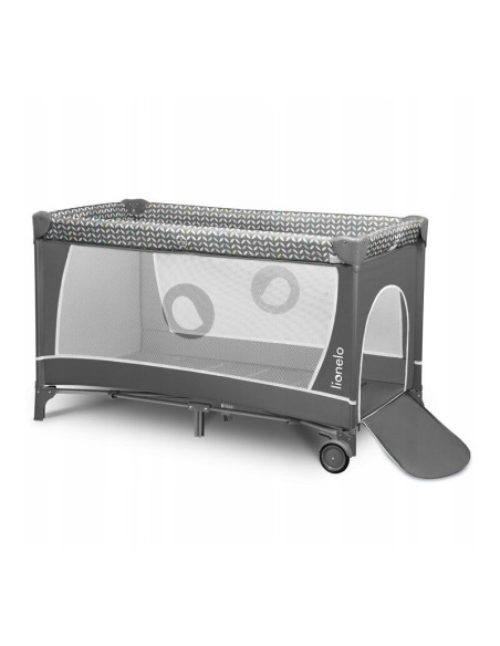 BN-LO-FLOWER_GREY_SCANDI,Lionelo - Patut pliant cu doua nivele Flower, Cu arcada, Geanta transport, Masuta de infasat, Bara cu j