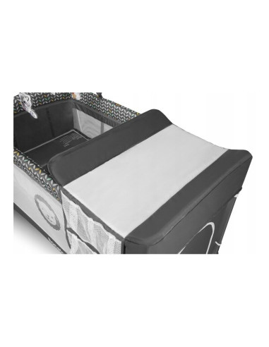 BN-LO-FLOWER_GREY_SCANDI,Lionelo - Patut pliant cu doua nivele Flower, Cu arcada, Geanta transport, Masuta de infasat, Bara cu j