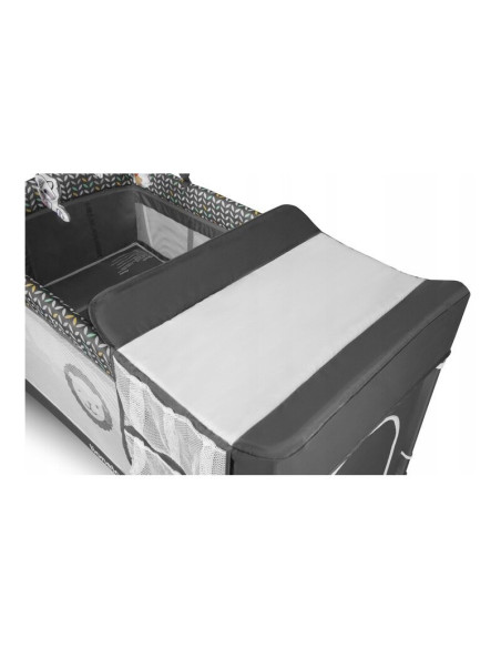 BN-LO-FLOWER_GREY_SCANDI,Lionelo - Patut pliant cu doua nivele Flower, Cu arcada, Geanta transport, Masuta de infasat, Bara cu j