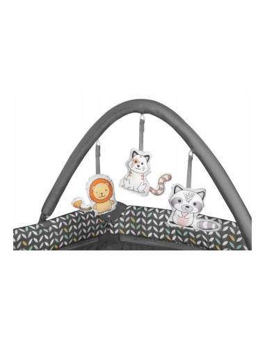 BN-LO-FLOWER_GREY_SCANDI,Lionelo - Patut pliant cu doua nivele Flower, Cu arcada, Geanta transport, Masuta de infasat, Bara cu j