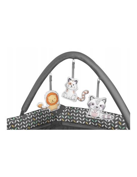 BN-LO-FLOWER_GREY_SCANDI,Lionelo - Patut pliant cu doua nivele Flower, Cu arcada, Geanta transport, Masuta de infasat, Bara cu j