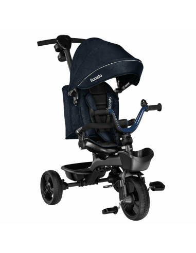 BN-LO-KORI_BLUE_NAVY,Lionelo - Tricicleta Kori, Cu suport de picioare, Control al directiei, Scaun reversibil, Rotire 360 grade,