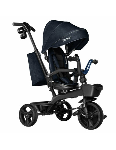 BN-LO-KORI_BLUE_NAVY,Lionelo - Tricicleta Kori, Cu suport de picioare, Control al directiei, Scaun reversibil, Rotire 360 grade,