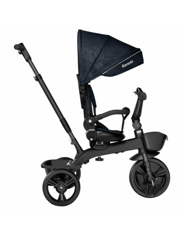 BN-LO-KORI_BLUE_NAVY,Lionelo - Tricicleta Kori, Cu suport de picioare, Control al directiei, Scaun reversibil, Rotire 360 grade,