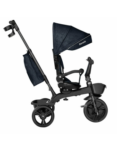 BN-LO-KORI_BLUE_NAVY,Lionelo - Tricicleta Kori, Cu suport de picioare, Control al directiei, Scaun reversibil, Rotire 360 grade,