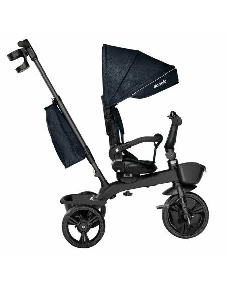 BN-LO-KORI_BLUE_NAVY,Lionelo - Tricicleta Kori, Cu suport de picioare, Control al directiei, Scaun reversibil, Rotire 360 grade,