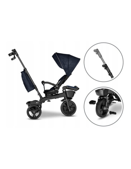 BN-LO-KORI_BLUE_NAVY,Lionelo - Tricicleta Kori, Cu suport de picioare, Control al directiei, Scaun reversibil, Rotire 360 grade,