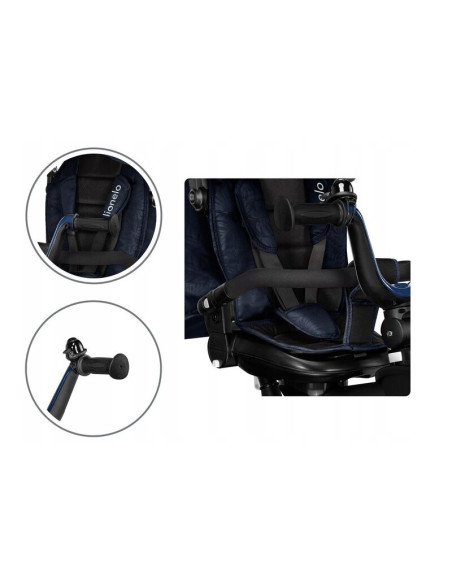 BN-LO-KORI_BLUE_NAVY,Lionelo - Tricicleta Kori, Cu suport de picioare, Control al directiei, Scaun reversibil, Rotire 360 grade,