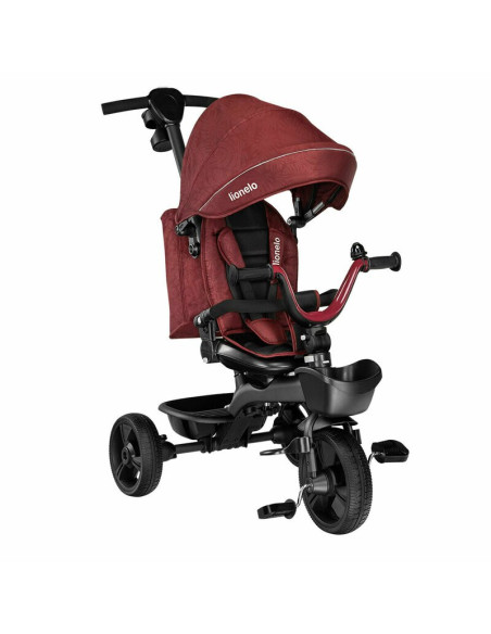 BN-LO-KORI_RED_BURGUNDY,Lionelo - Tricicleta Kori, Cu suport de picioare, Control al directiei, Scaun reversibil, Rotire 360 gra