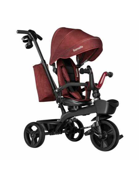 BN-LO-KORI_RED_BURGUNDY,Lionelo - Tricicleta Kori, Cu suport de picioare, Control al directiei, Scaun reversibil, Rotire 360 gra
