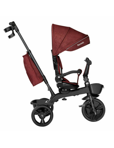 BN-LO-KORI_RED_BURGUNDY,Lionelo - Tricicleta Kori, Cu suport de picioare, Control al directiei, Scaun reversibil, Rotire 360 gra