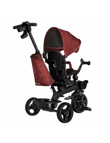 BN-LO-KORI_RED_BURGUNDY,Lionelo - Tricicleta Kori, Cu suport de picioare, Control al directiei, Scaun reversibil, Rotire 360 gra