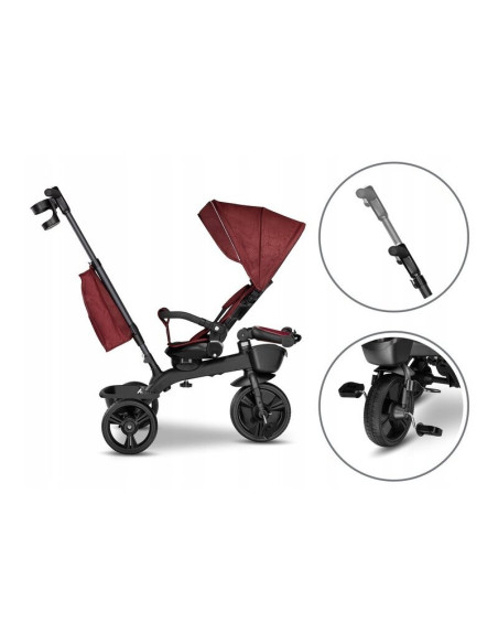 BN-LO-KORI_RED_BURGUNDY,Lionelo - Tricicleta Kori, Cu suport de picioare, Control al directiei, Scaun reversibil, Rotire 360 gra