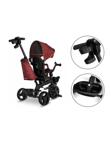 BN-LO-KORI_RED_BURGUNDY,Lionelo - Tricicleta Kori, Cu suport de picioare, Control al directiei, Scaun reversibil, Rotire 360 gra