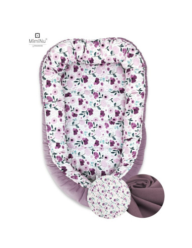 BN-6426972004411,MimiNu - Cosulet bebelus pentru dormit cu doua fete, Baby Cocoon 75x55 cm, Husa 100% bumbac si catifea moale, M