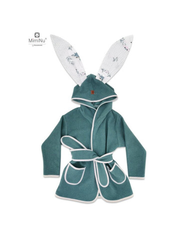 BN-6426972004503,MimiNu - Halat de baie cu urechi 6 - 36 luni, Moale, Cu buzunare, Cu cordon, Din bumbac si thermo fleece, Mater