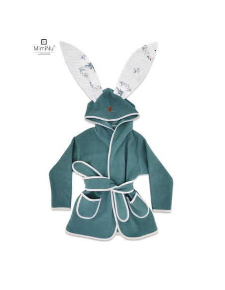 BN-6426972004503,MimiNu - Halat de baie cu urechi 6 - 36 luni, Moale, Cu buzunare, Cu cordon, Din bumbac si thermo fleece, Mater