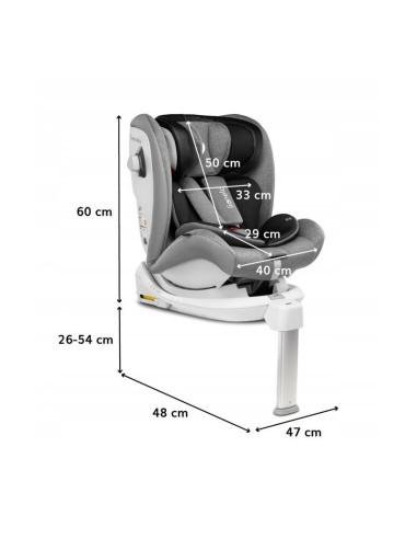 BN-LO-BRAAM_STONE,Lionelo - Scaun auto Braam Stone Pozitie de somn, Protectie laterala, Rotire 360 grade, 0-36 Kg, cu Isofix, Co
