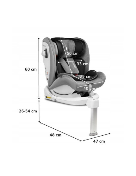BN-LO-BRAAM_STONE,Lionelo - Scaun auto Braam Stone Pozitie de somn, Protectie laterala, Rotire 360 grade, 0-36 Kg, cu Isofix, Co