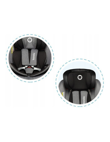 BN-LO-BRAAM_STONE,Lionelo - Scaun auto Braam Stone Pozitie de somn, Protectie laterala, Rotire 360 grade, 0-36 Kg, cu Isofix, Co