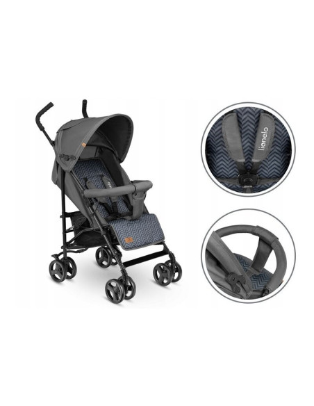 BN-LO-ELIA_GRAPHITE,Lionelo - Carucior sport Elia, Cu husa de picioare, Cu plasa de tantari, Conform cu standardul european de s