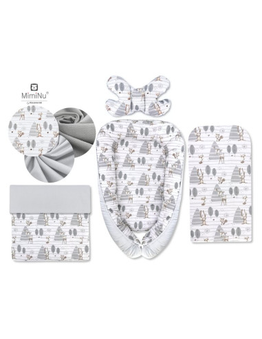 BN-5907501408746,MimiNu - Set 4 in 1 Cosulet bebelus Baby Cocoon 75x55 cm, Husa 100% bumbac, Din bumbac certificat Oeko Tex Stan