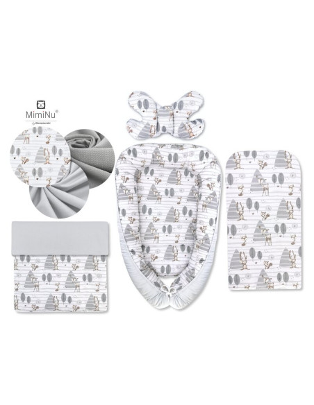 BN-5907501408746,MimiNu - Set 4 in 1 Cosulet bebelus Baby Cocoon 75x55 cm, Husa 100% bumbac, Din bumbac certificat Oeko Tex Stan