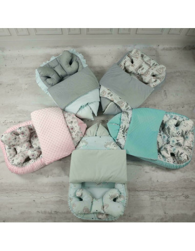 BN-5907501408746,MimiNu - Set 4 in 1 Cosulet bebelus Baby Cocoon 75x55 cm, Husa 100% bumbac, Din bumbac certificat Oeko Tex Stan