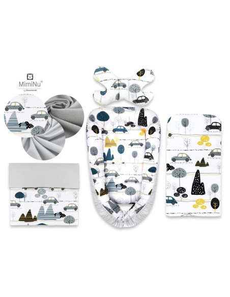 BN-6426972004534,MimiNu - Set 4 in 1 Cosulet bebelus Baby Cocoon 75x55 cm, Husa 100% bumbac, Din bumbac certificat Oeko Tex Stan