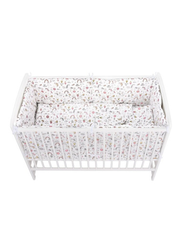 BN-BN197,BabyNeeds - Lenjerie patut 5 piese, Cu doua protectii laterale, Pernuta, Plapumioara, Cearceaf, Din bumbac, Pentru patu