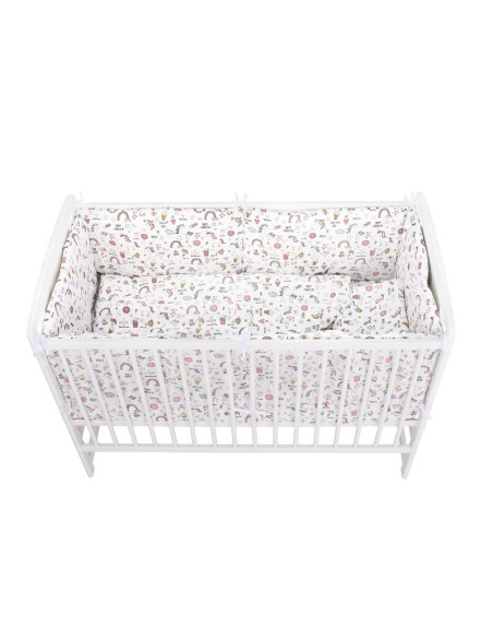 BN-BN197,BabyNeeds - Lenjerie patut 5 piese, Cu doua protectii laterale, Pernuta, Plapumioara, Cearceaf, Din bumbac, Pentru patu