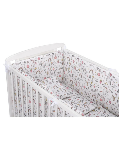 BN-BN197,BabyNeeds - Lenjerie patut 5 piese, Cu doua protectii laterale, Pernuta, Plapumioara, Cearceaf, Din bumbac, Pentru patu