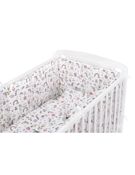 BN-BN197,BabyNeeds - Lenjerie patut 5 piese, Cu doua protectii laterale, Pernuta, Plapumioara, Cearceaf, Din bumbac, Pentru patu