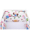BN-BN200,Babyneeds - Set 2 bucati aparatori pat, 2 x 180x35 cm, Bumbac, pentru patut 120x60 cm, Bufnitele vesele, Alb