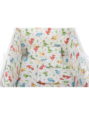 BN-BN203,BabyNeeds - Lenjerie patut 5 piese, Cu doua protectii laterale, Pernuta, Plapumioara, Cearceaf, Din bumbac, Pentru patu